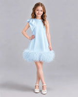 Baby Blue A-line Girls Formal Dresses Front