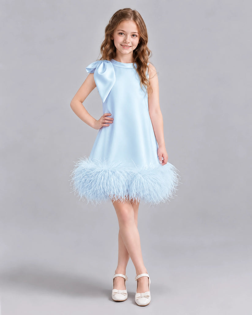 Baby Blue A-line Girls Formal Dresses Front