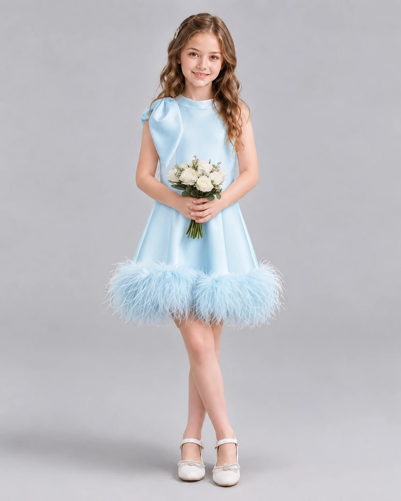 Baby Blue A-line Girls Formal Dresses Pose