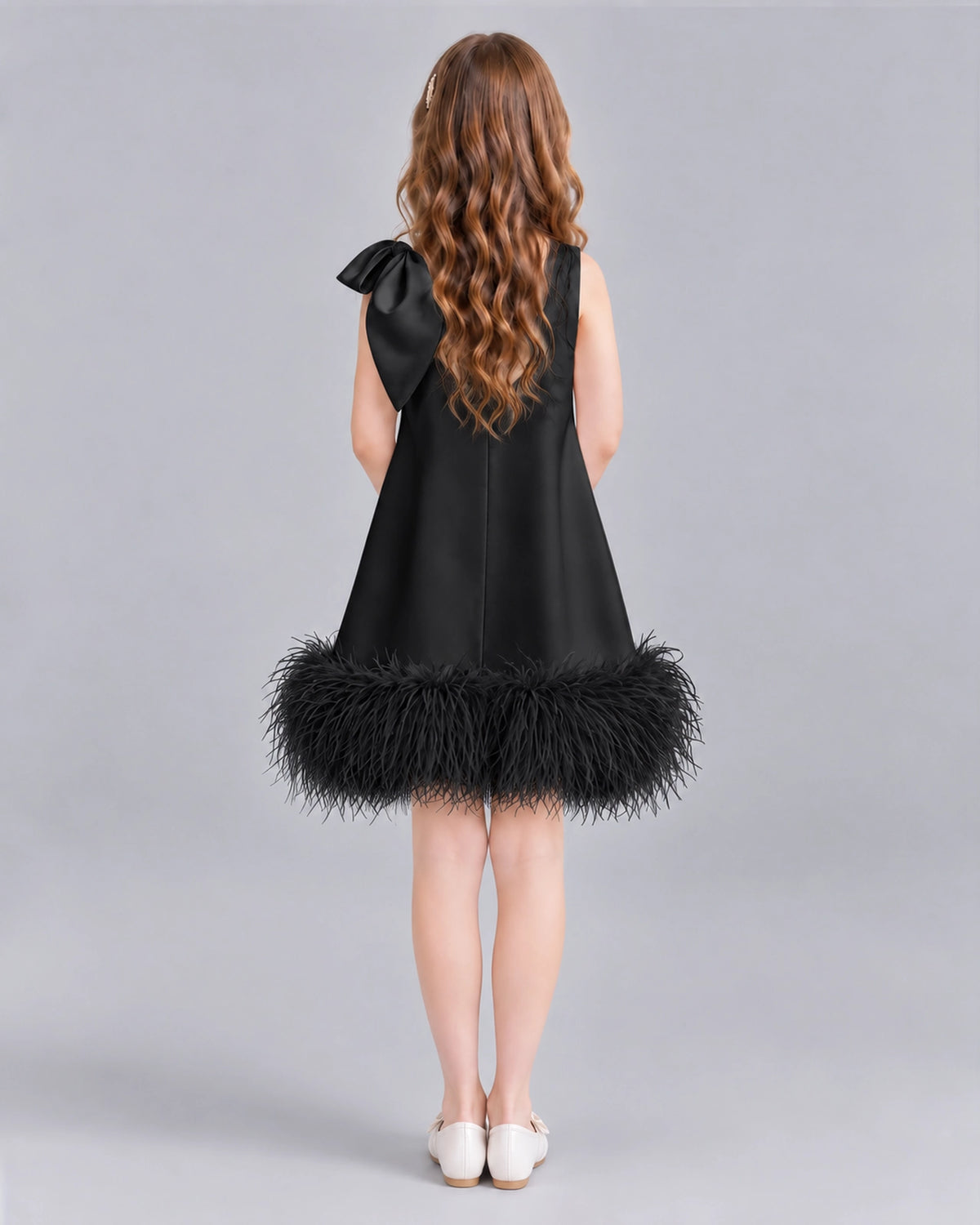 Black A-line Girls Formal Dresses Back