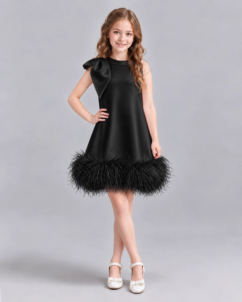 Black A-line Girls Formal Dresses Front