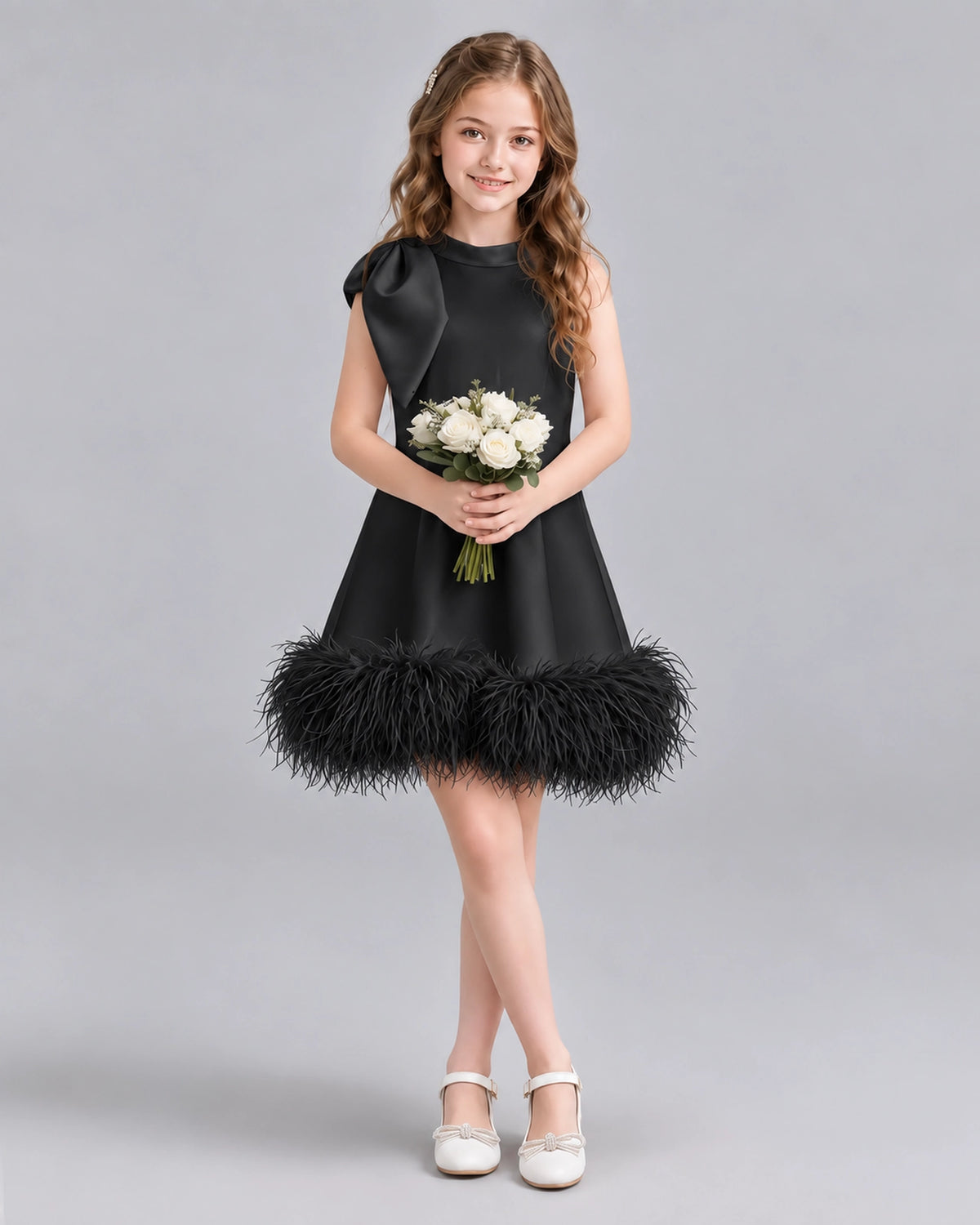 Black A-line Girls Formal Dresses Pose