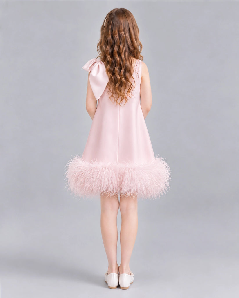 Blush Pink A-line Girls Formal Dresses Back