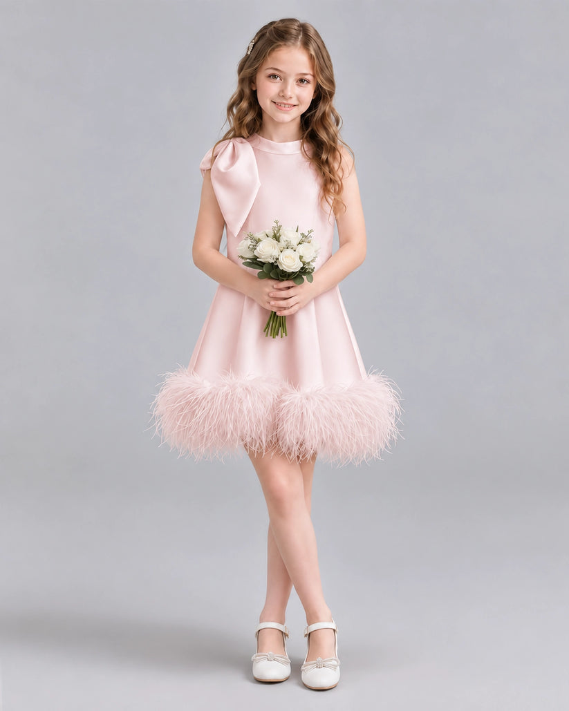 Blush Pink A-line Girls Formal Dresses Pose