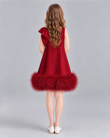 Burgundy A-line Girls Formal Dresses Back