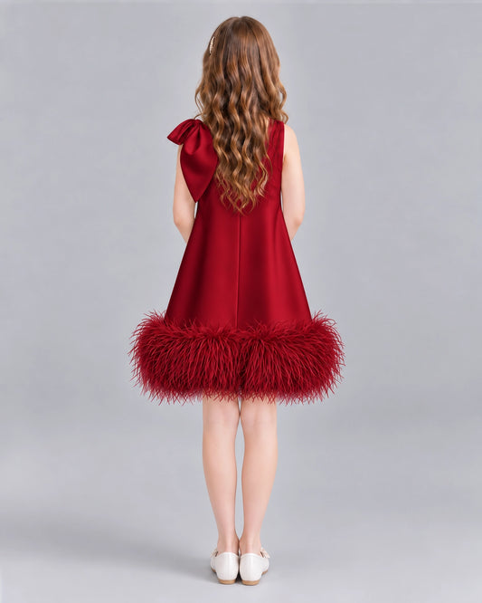 Burgundy A-line Girls Formal Dresses Back