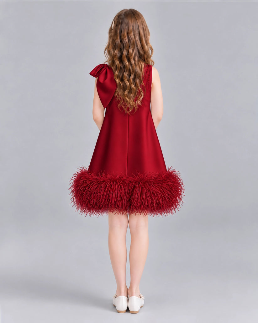 Burgundy A-line Girls Formal Dresses Back