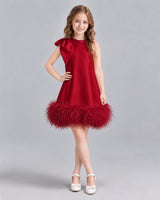 Burgundy A-line Girls Formal Dresses Front