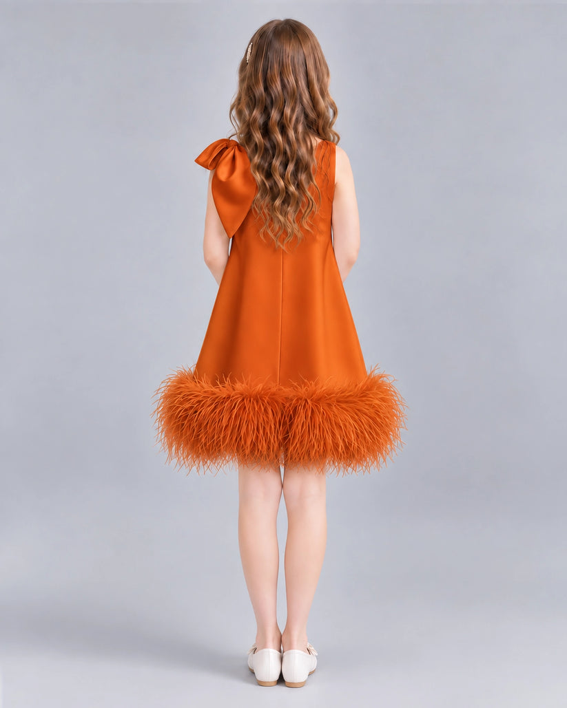 Burnt Orange A-line Girls Formal Dresses Back