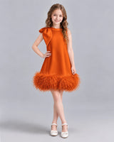 Burnt Orange A-line Girls Formal Dresses Front
