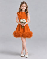 Burnt Orange A-line Girls Formal Dresses Pose