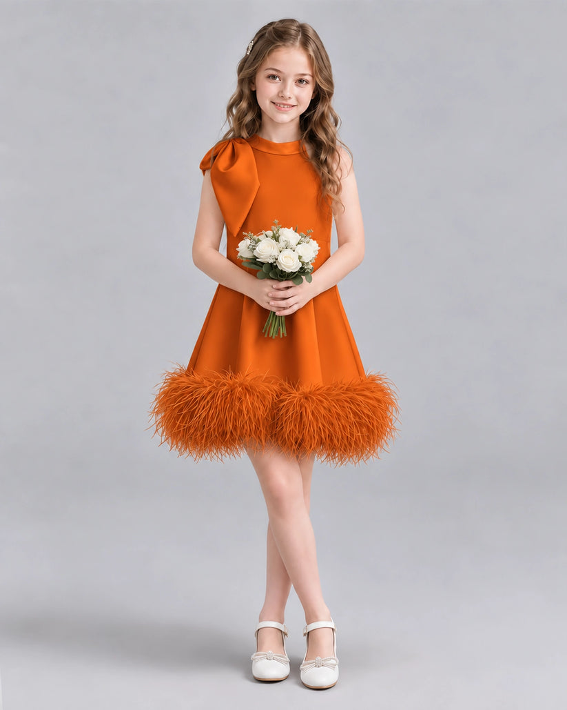 Burnt Orange A-line Girls Formal Dresses Pose