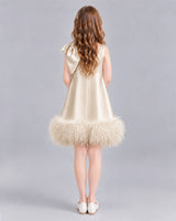 Champagne A-line Girls Formal Dresses Back