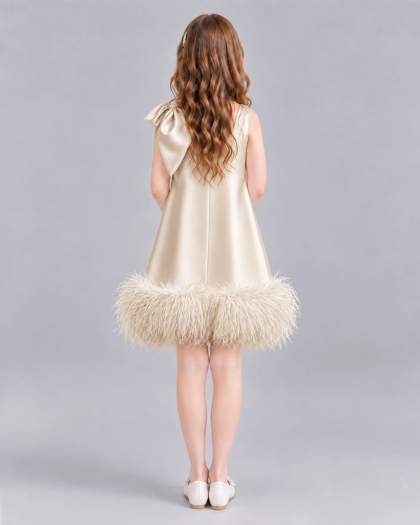 Champagne A-line Girls Formal Dresses Back