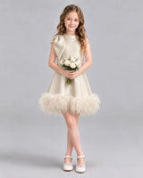 Champagne A-line Girls Formal Dresses Pose