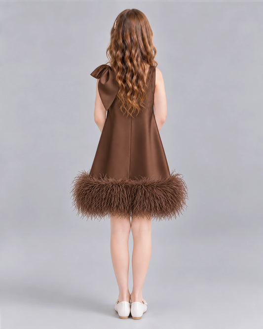 Chocolate A-line Girls Formal Dresses Back