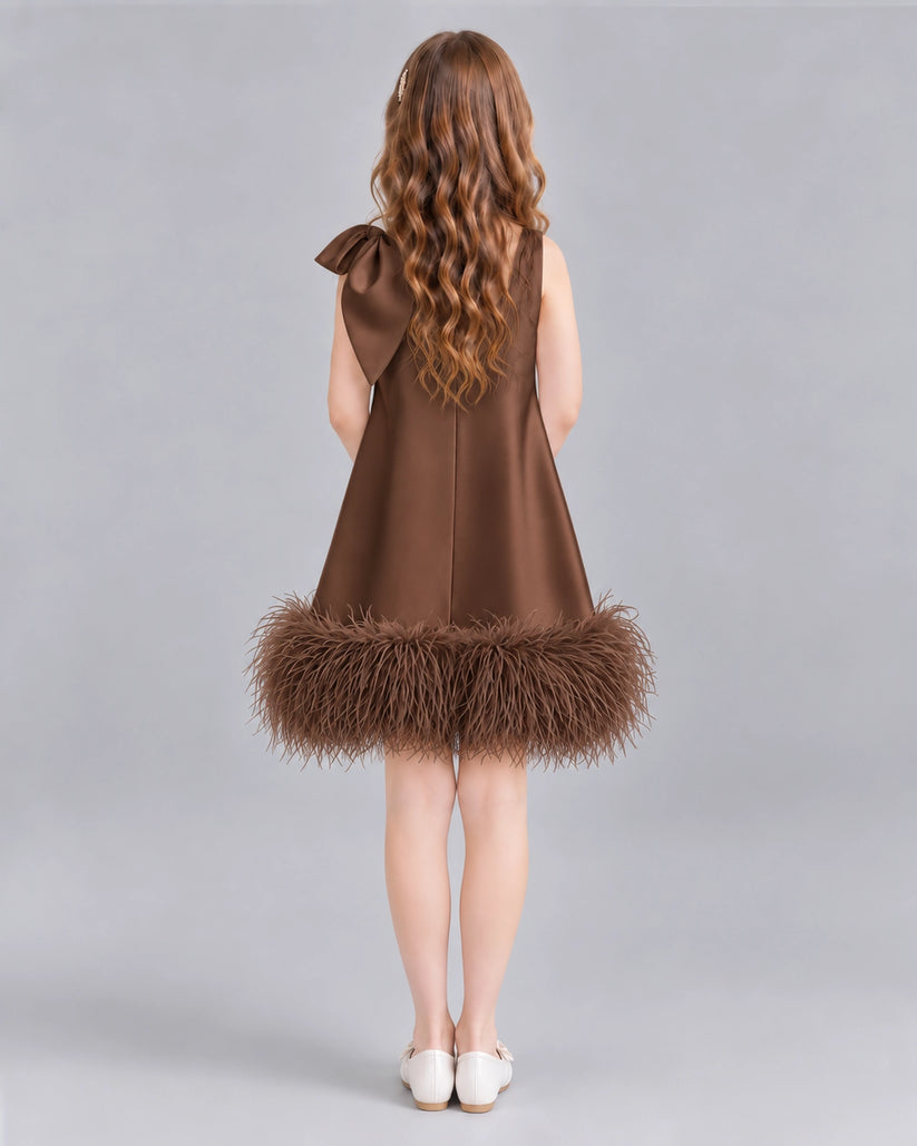 Chocolate A-line Girls Formal Dresses Back