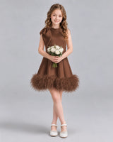 Chocolate A-line Girls Formal Dresses Pose