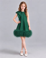 Dark Green A-line Girls Formal Dresses Front