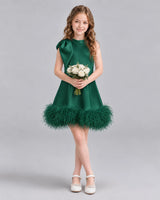 Dark Green A-line Girls Formal Dresses Pose