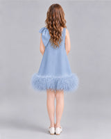 Dusty Blue A-line Girls Formal Dresses Back