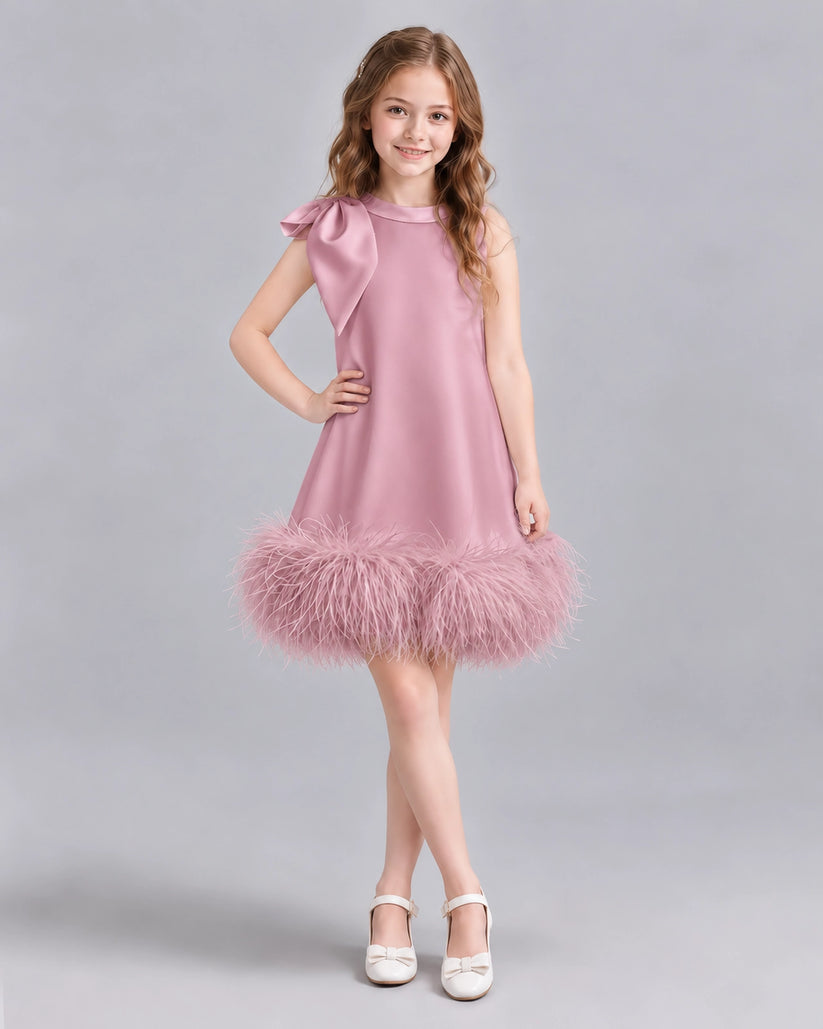 Dusty Rose A-line Girls Formal Dresses Front