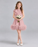 Dusty Rose A-line Girls Formal Dresses Pose