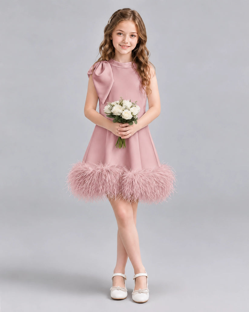 Dusty Rose A-line Girls Formal Dresses Pose