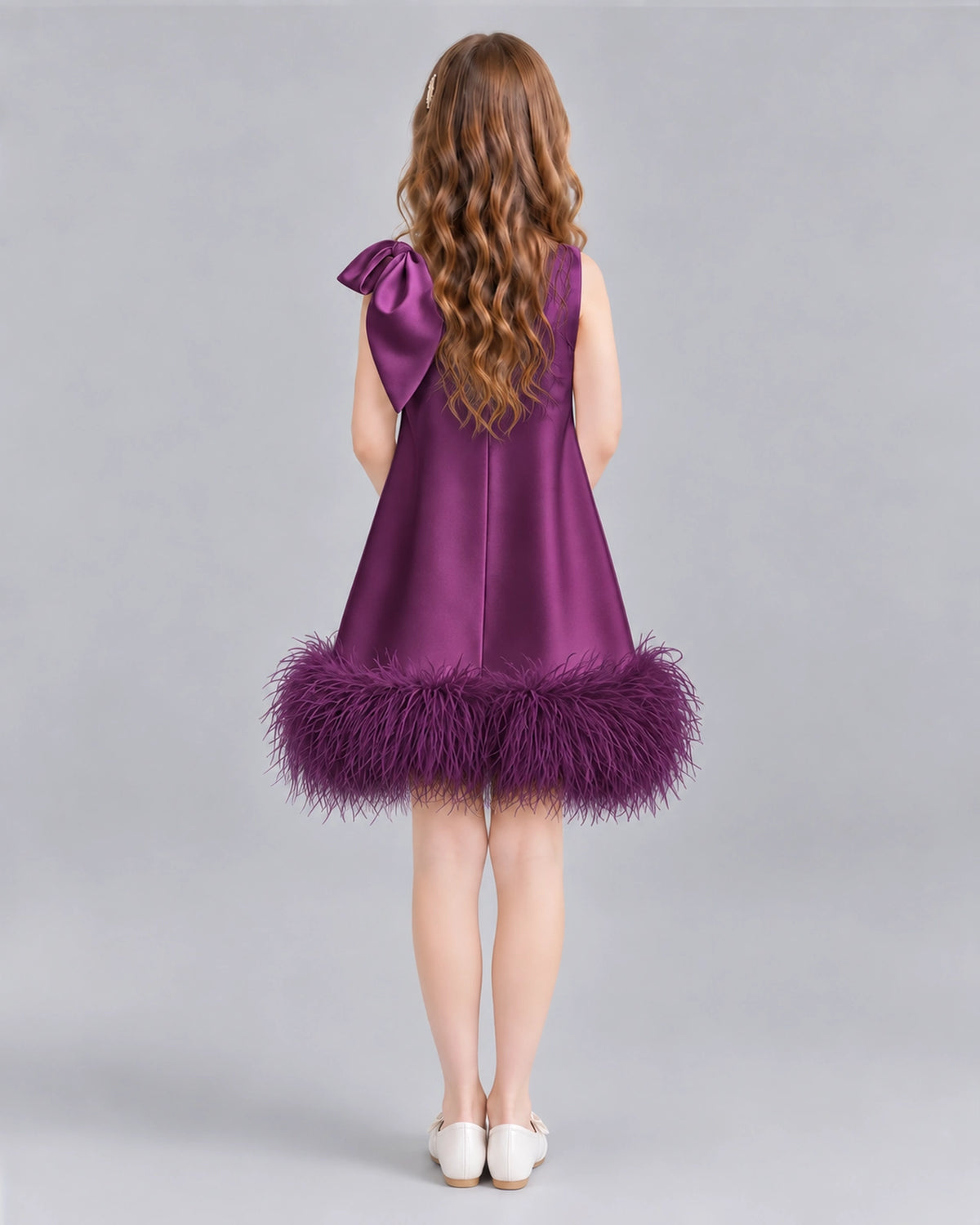 Grape A-line Girls Formal Dresses Back