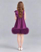 Grape A-line Girls Formal Dresses Back