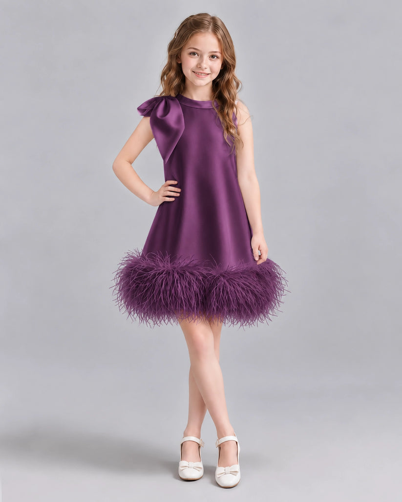Grape A-line Girls Formal Dresses Front