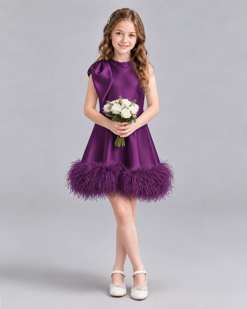 Grape A-line Girls Formal Dresses Pose