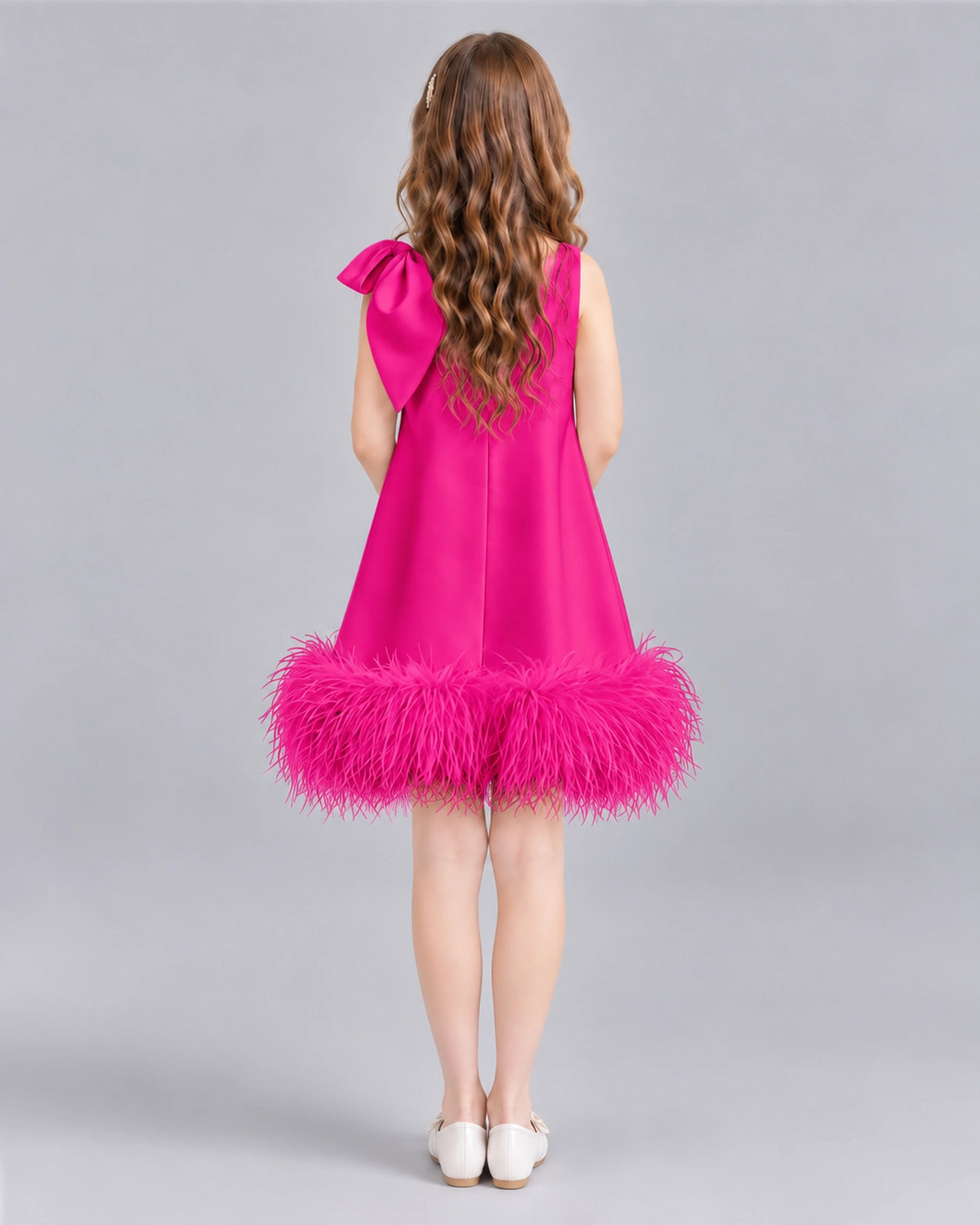 Hot Pink A-line Girls Formal Dresses Back