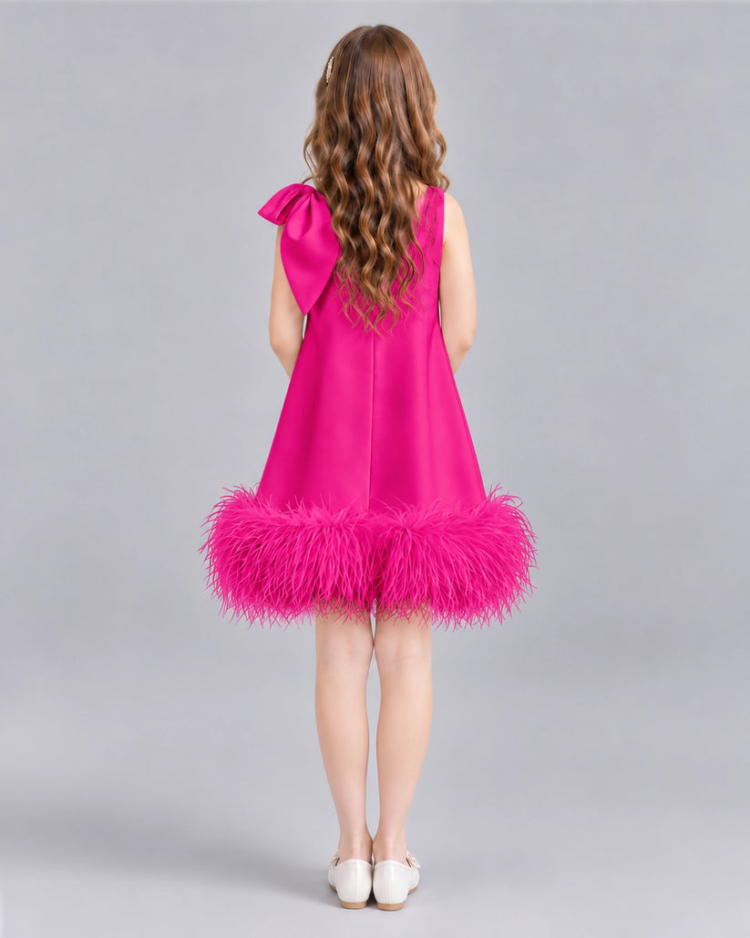 Hot Pink A-line Girls Formal Dresses Back