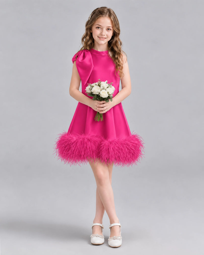 Hot Pink A-line Girls Formal Dresses Pose