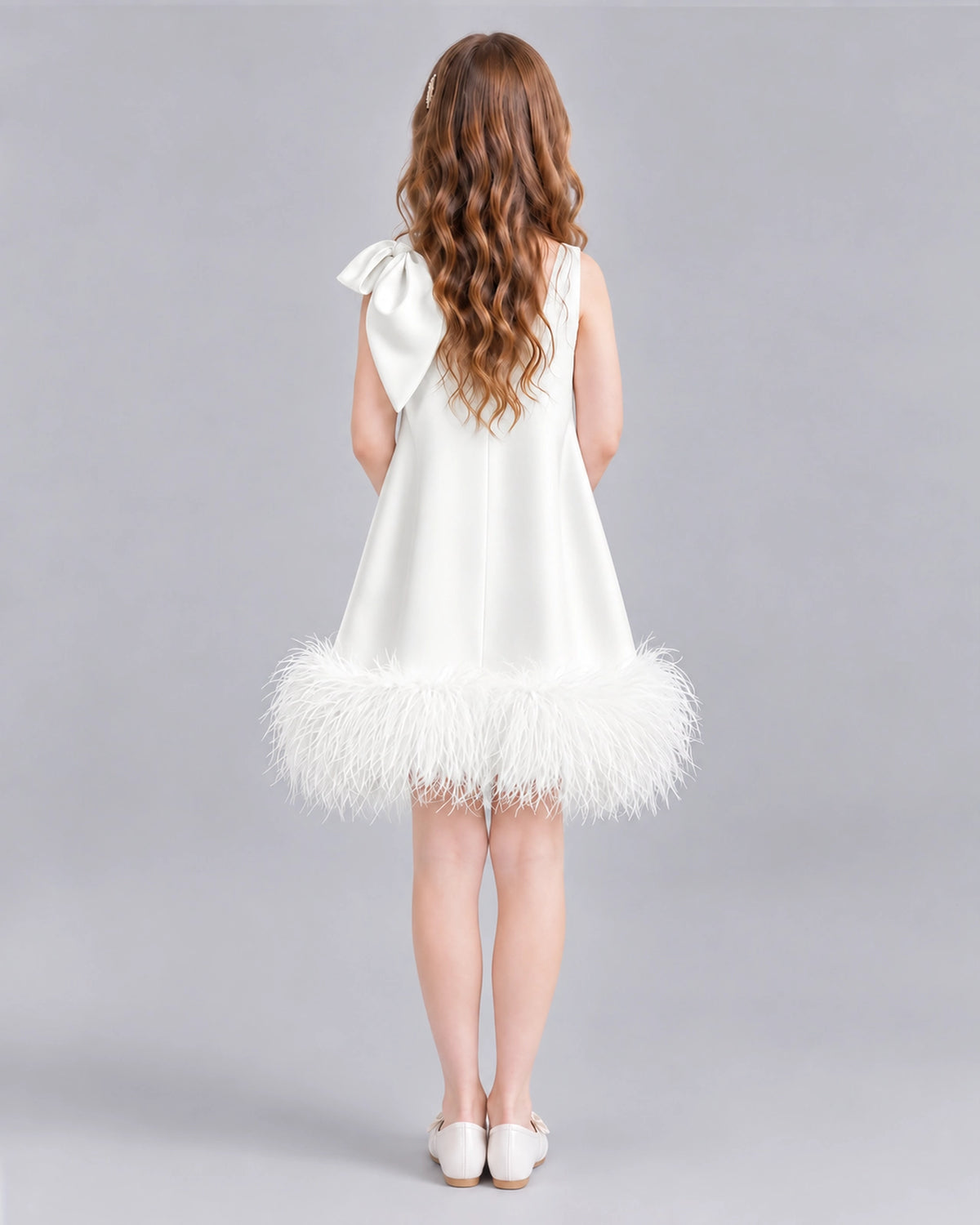 Ivory A-line Girls Formal Dresses Back