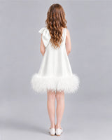 Ivory A-line Girls Formal Dresses Back
