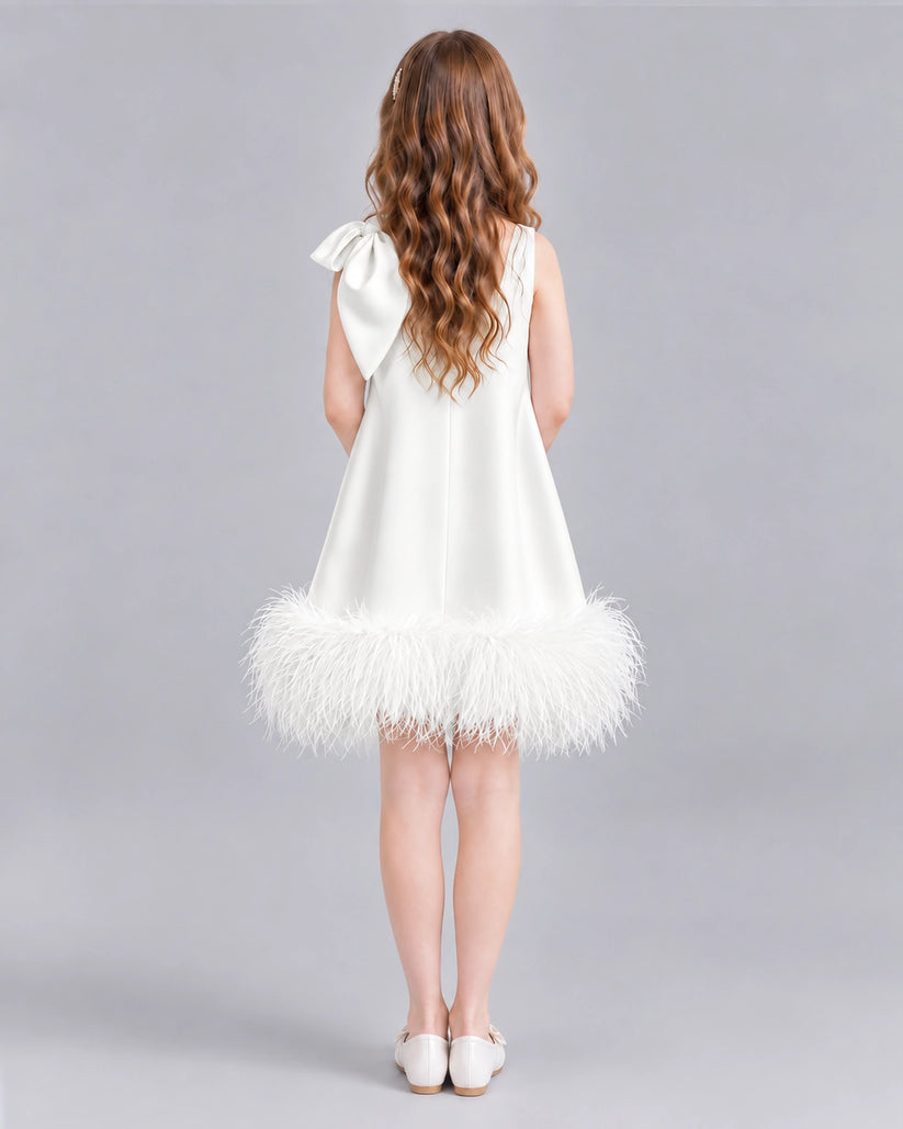 Ivory A-line Girls Formal Dresses Back