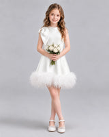Ivory A-line Girls Formal Dresses Pose