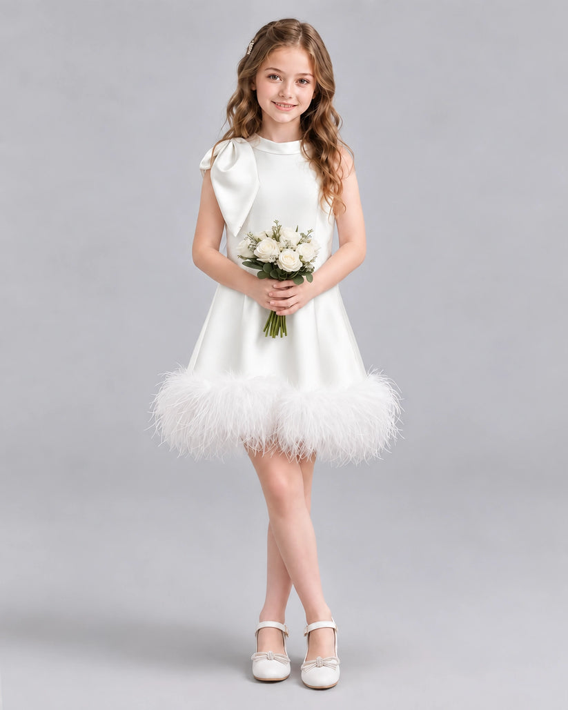 Ivory A-line Girls Formal Dresses Pose