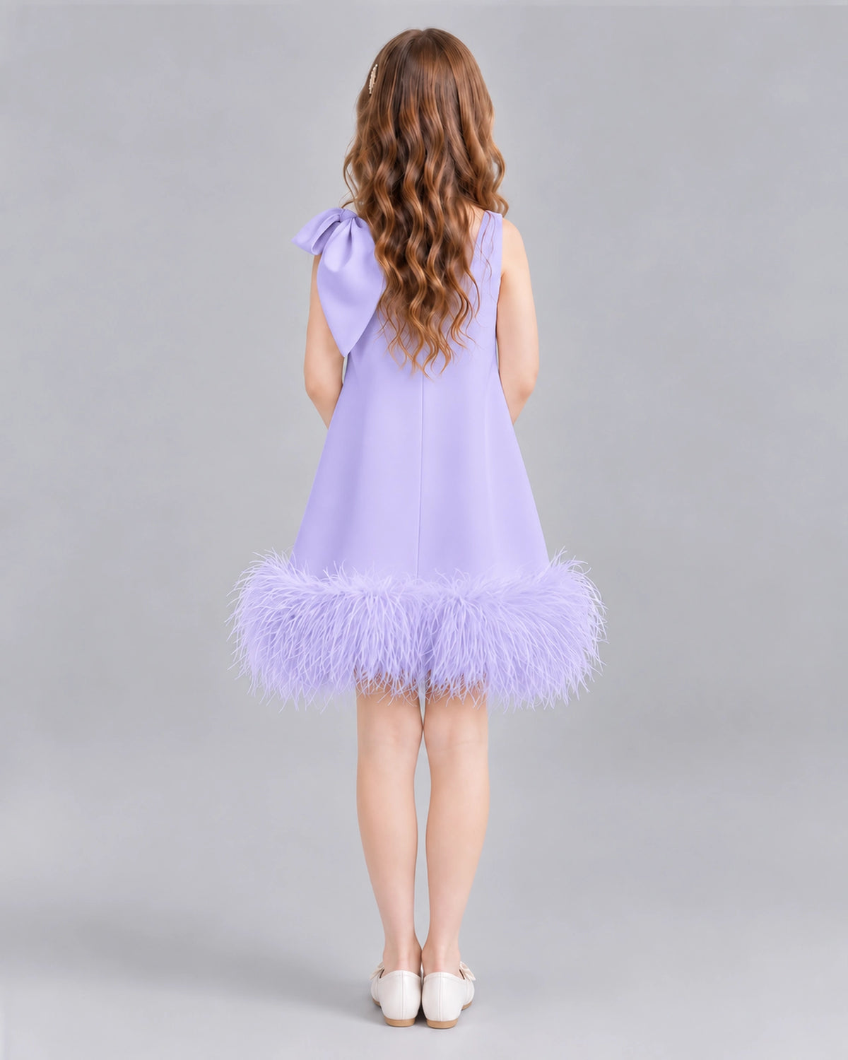 Lavender A-line Girls Formal Dresses Back