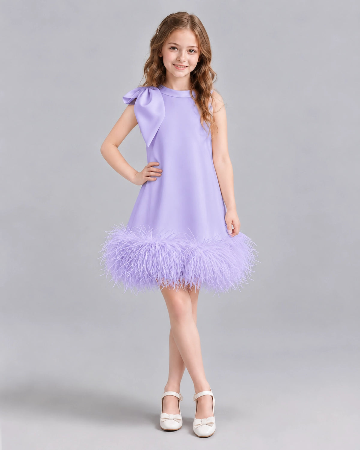 Lavender A-line Girls Formal Dresses Front