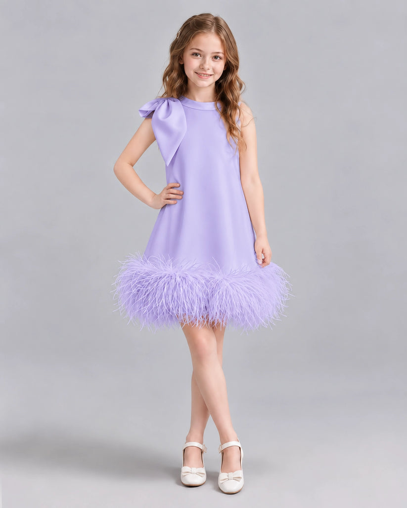 Lavender A-line Girls Formal Dresses Front