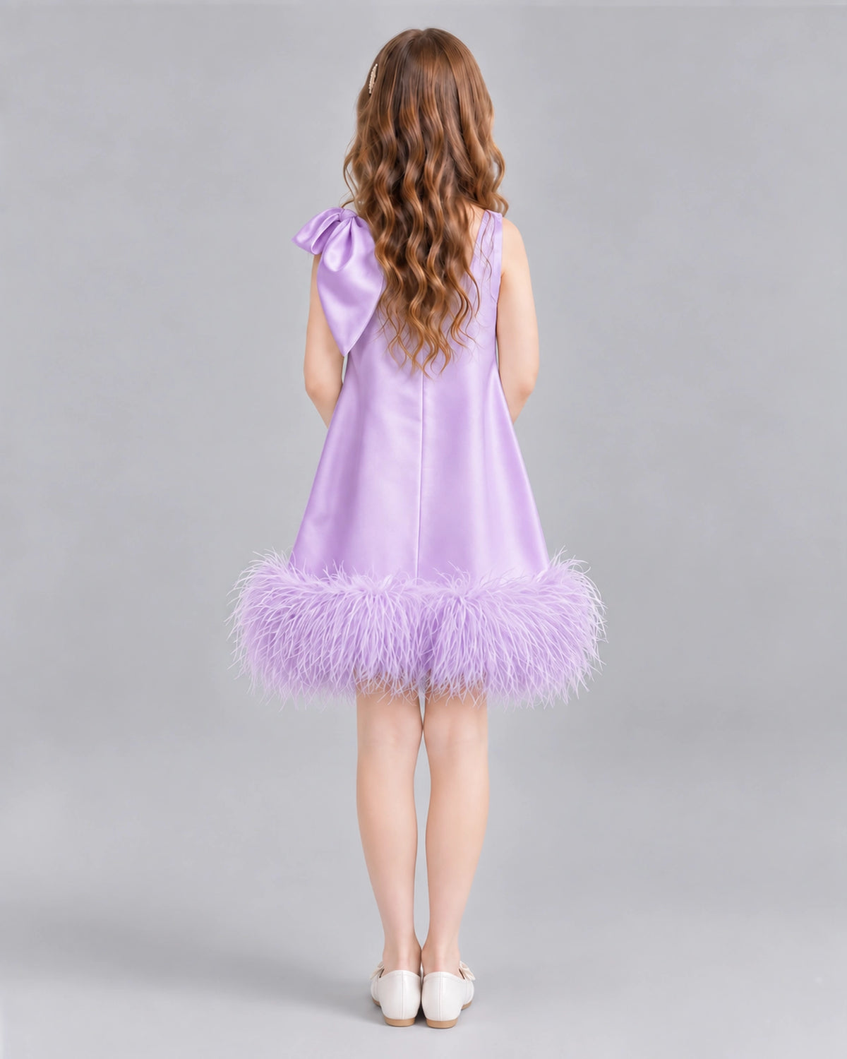 Lilac A-line Girls Formal Dresses Back