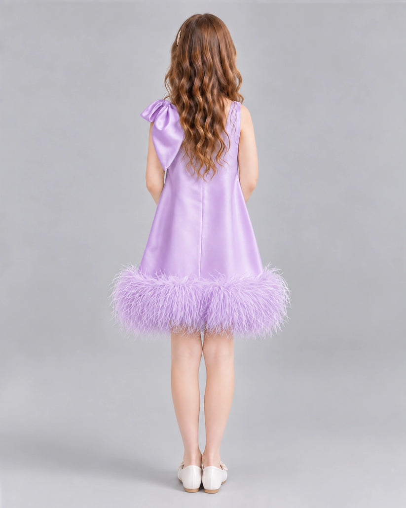 Lilac A-line Girls Formal Dresses Back