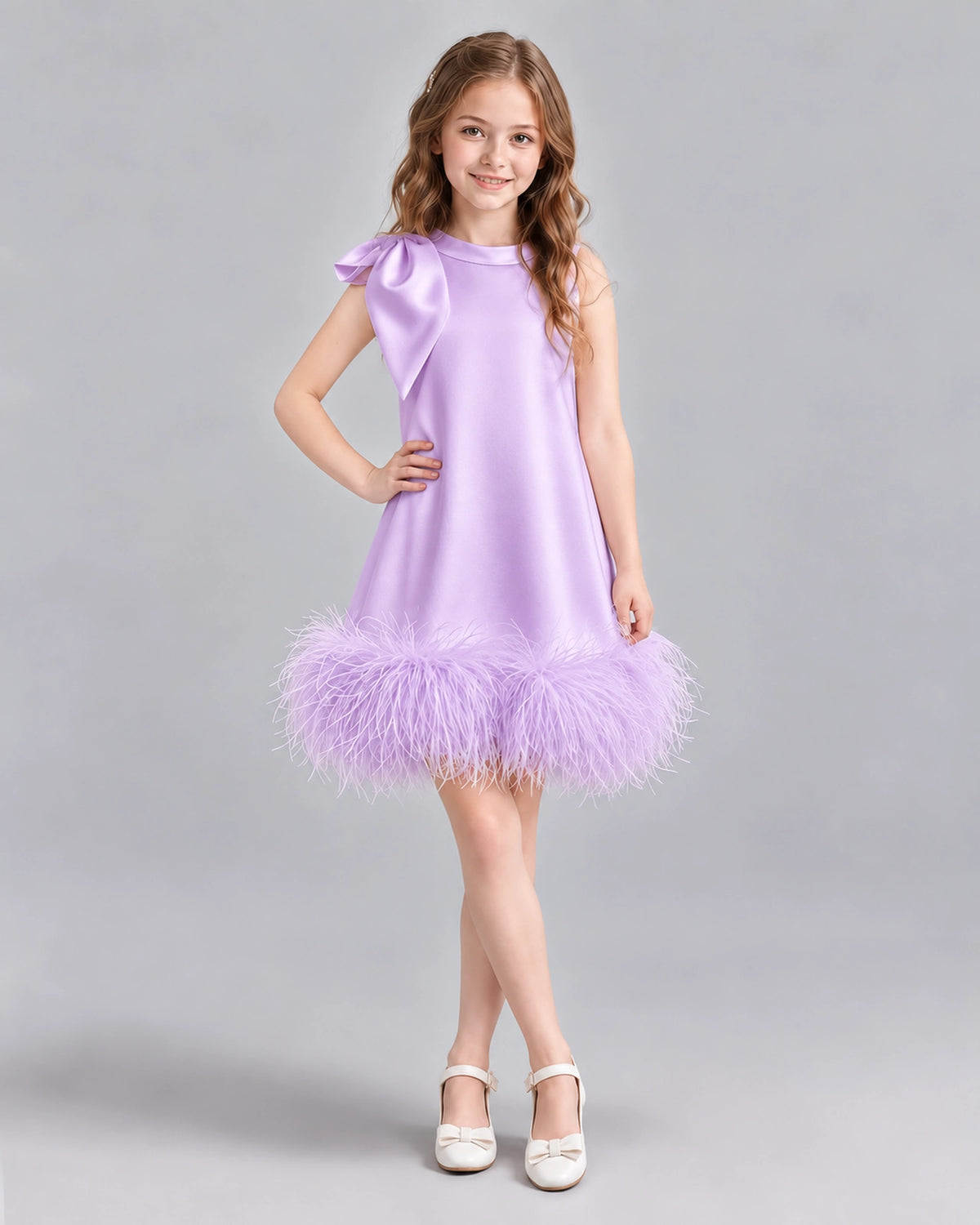 Lilac A-line Girls Formal Dresses Front