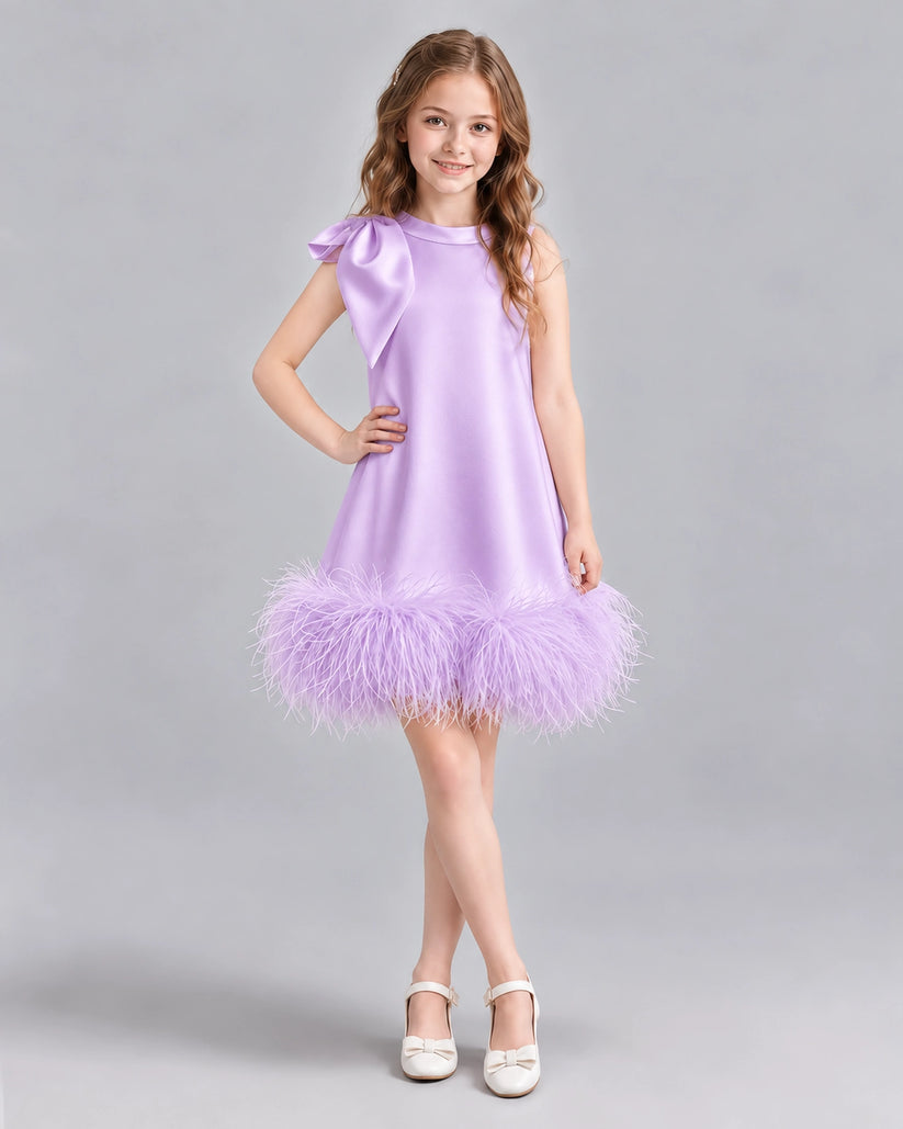 Lilac A-line Girls Formal Dresses Front