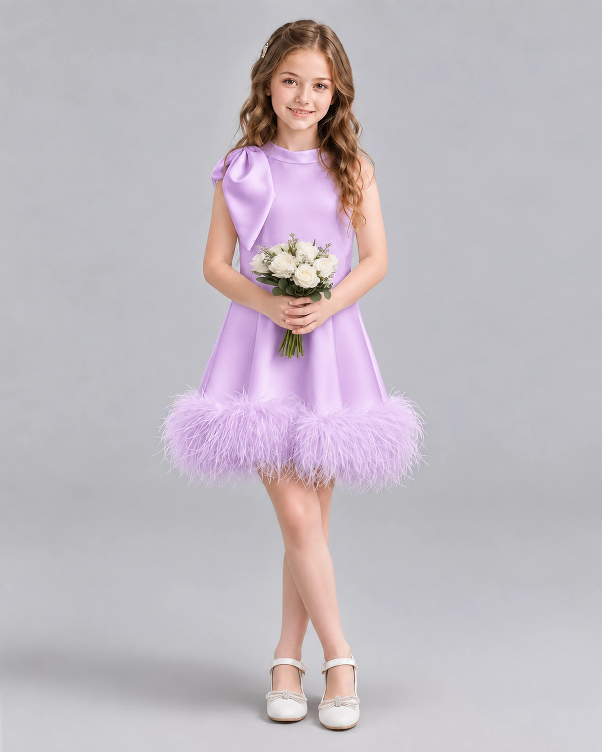 Lilac A-line Girls Formal Dresses Pose