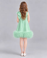 Mint Green A-line Girls Formal Dresses Back