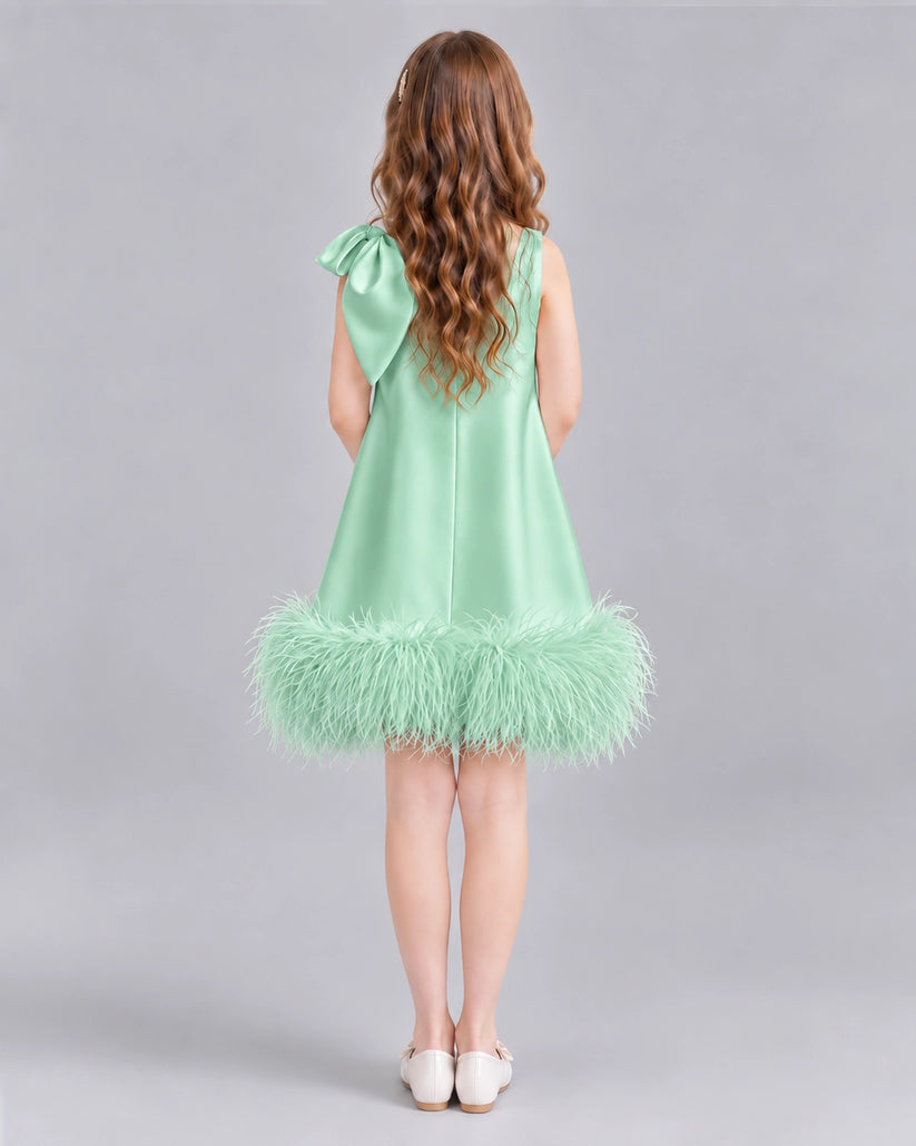 Mint Green A-line Girls Formal Dresses Back